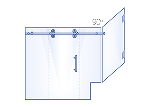 90° Return Panels with Buttress, Sliding Door & Inline Panel