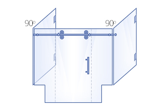 Double 90° Return Panels with Double Buttress, Sliding Door & Inline Panel