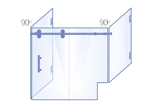 Double 90° Return Panels with Buttress, Sliding Door & Inline Panel