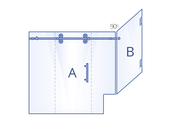 90° Return Panels with Buttress, Sliding Door & Inline Panel